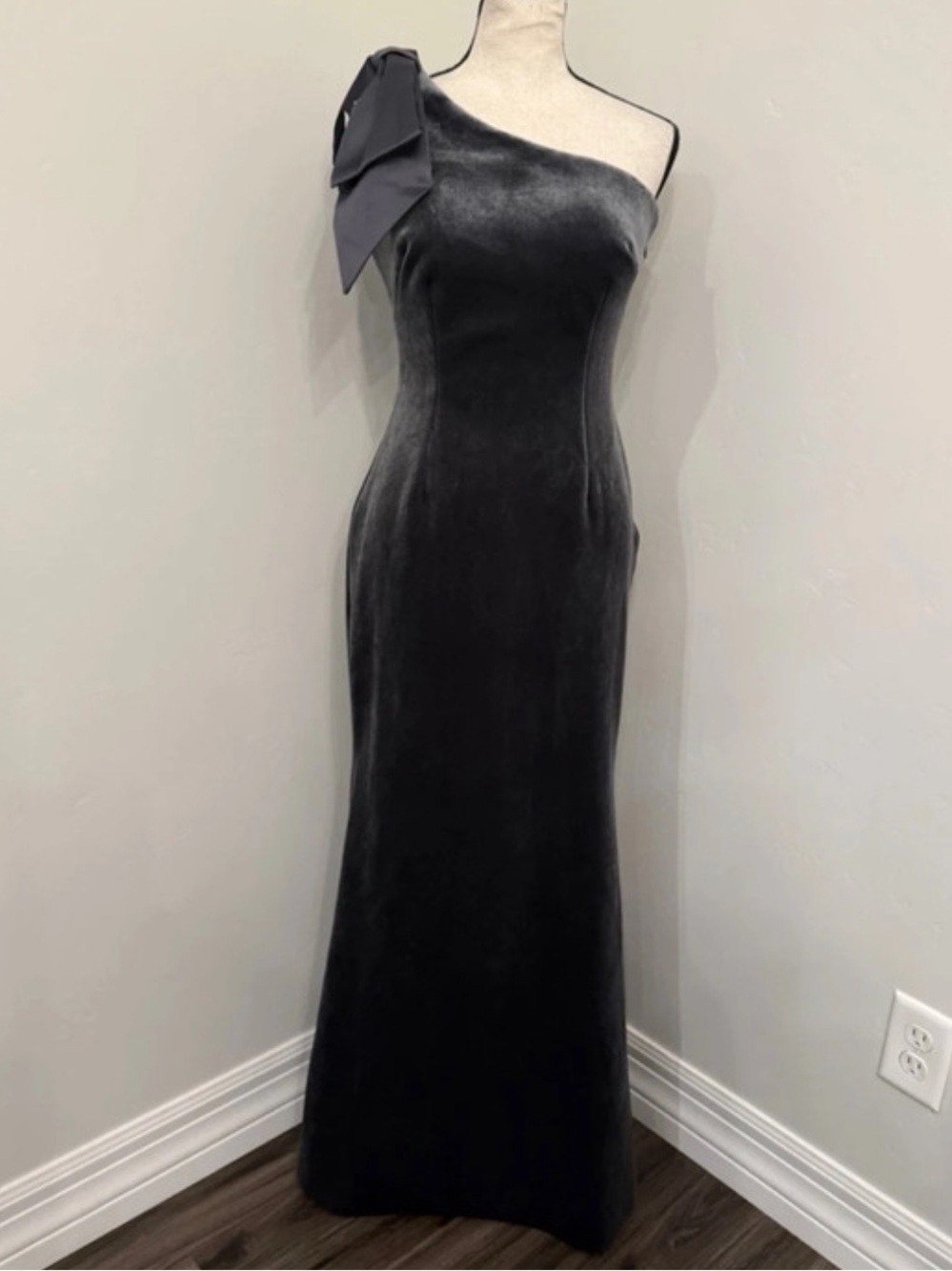 Eliza J Silver Velvet Formal One Shoulder Dress 2